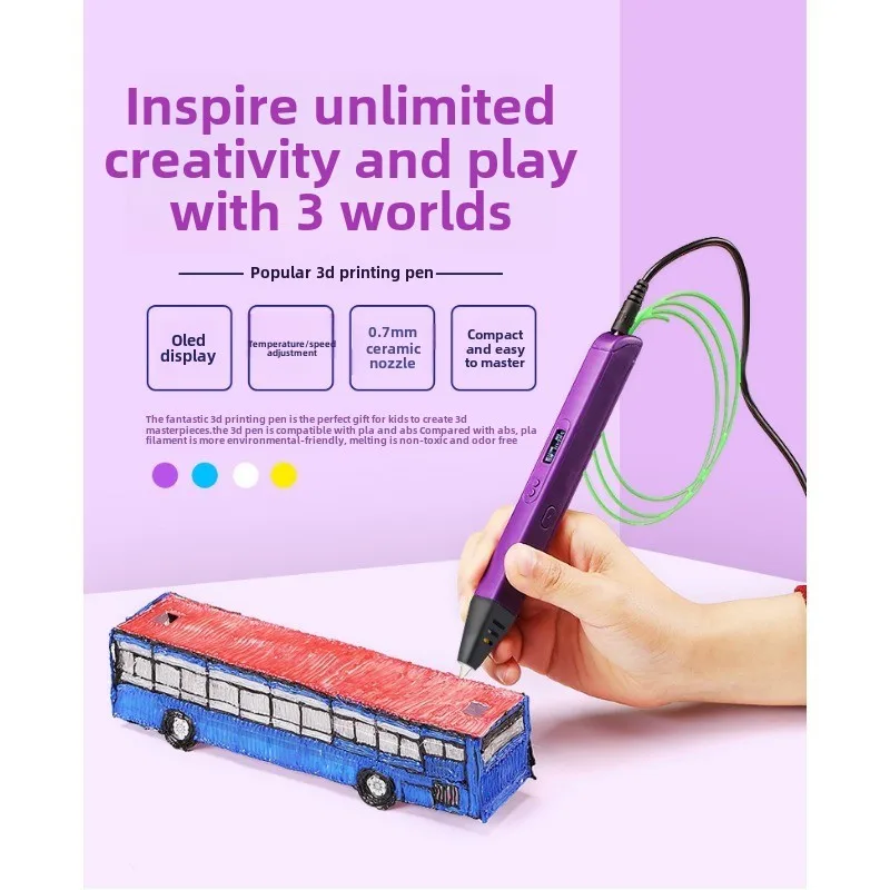 Hot Selling RP800A 3D Pen Scribble Pen OLED Display 3D Printing Pen With PLA Filament For Doodling Making Christmas Presents