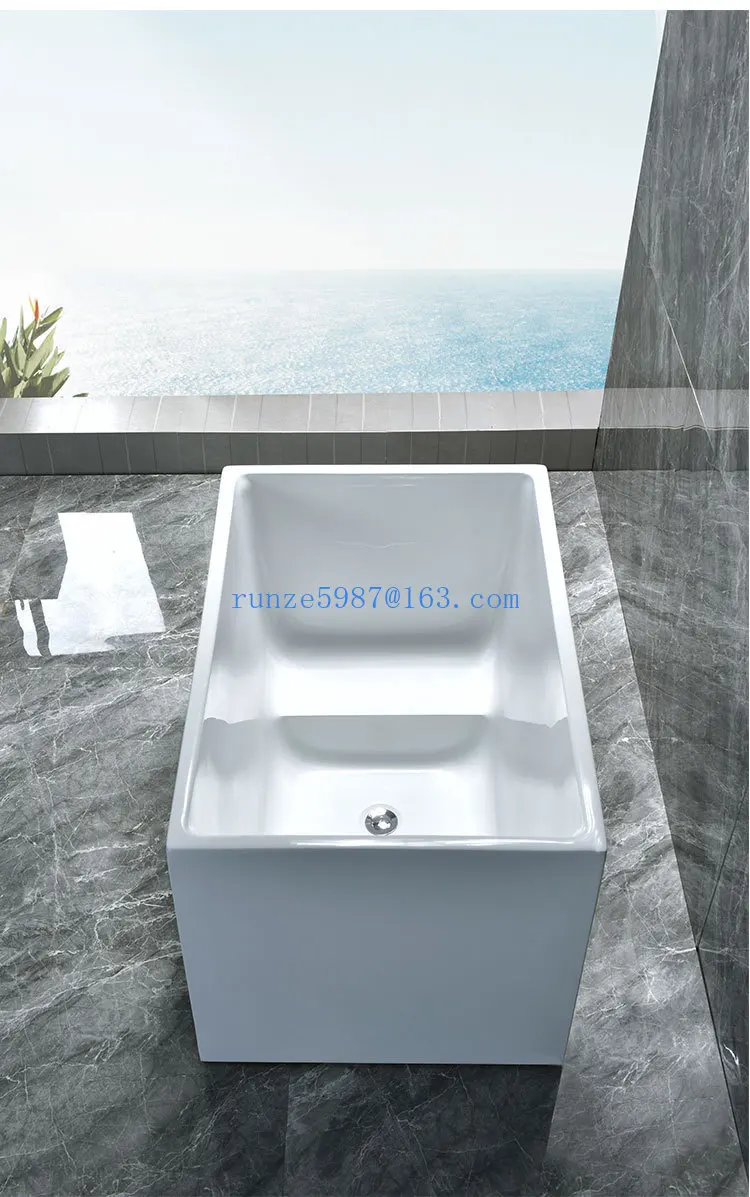 Small Apartment Bathtub Square Independent Household Adult Acrylic Deep Bubble Sitting Bath Tub Japanese Style