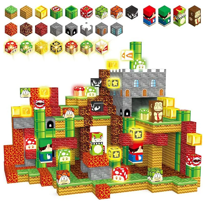 Ensembles de blocs magnétiques pour enfants, jouets de construction, aimant pour mine, modèle du monde, jouets sensoriels Montessori, cadeaux de Noël