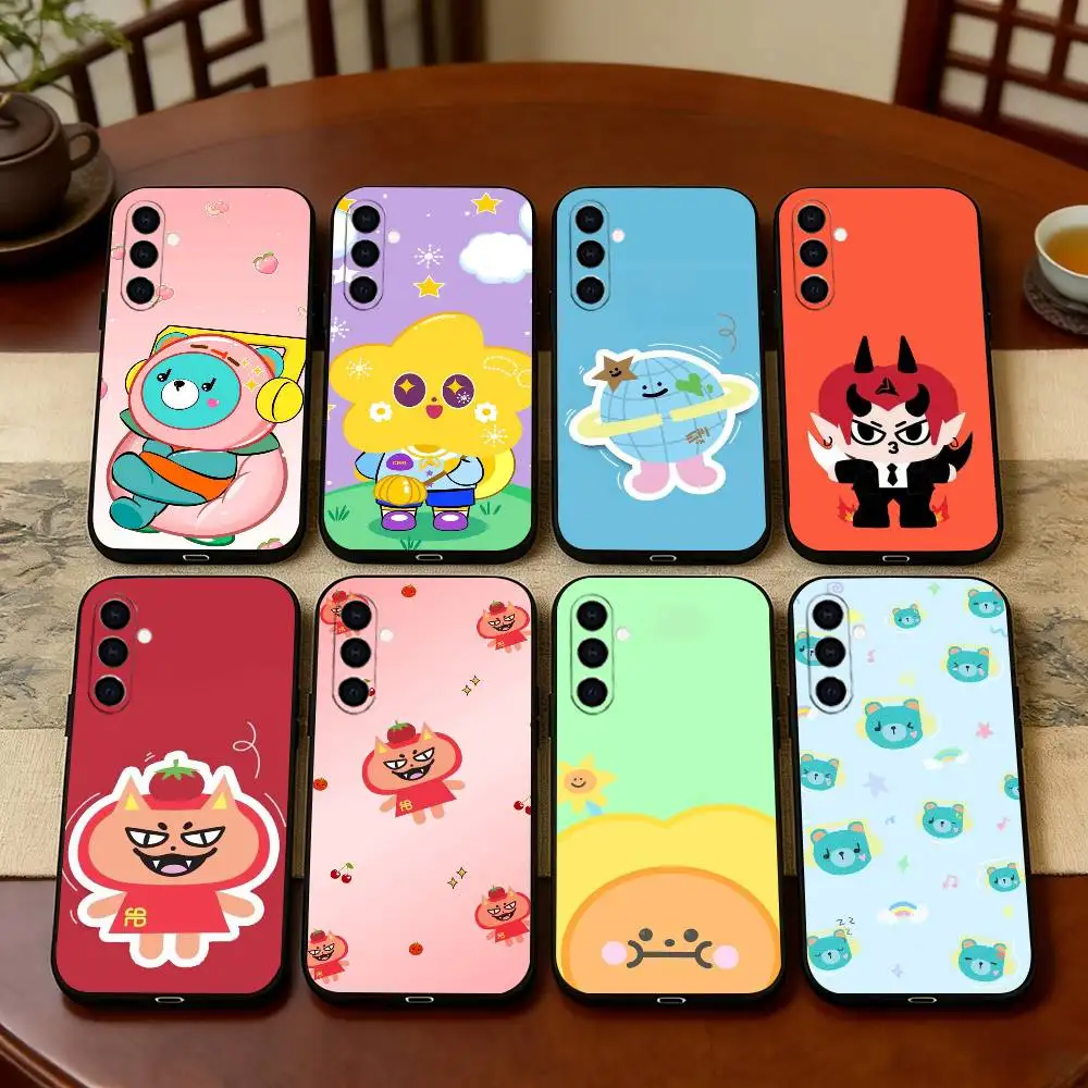 GMMTV Cartoon Mascot gift Phone Case For Samsung Galaxy A73,A72,A71,A70,A53,A52,A51,Others Soft Black Cover