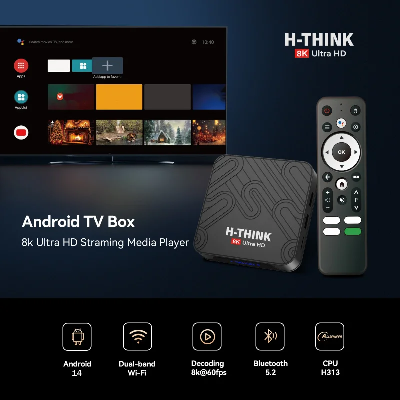 Q96 H-THINK M300 Android14 TV Box Allwinner H313 ثنائي الواي فاي 4G 5G 8K 8GB 128GB مشغل وسائط عن بعد صوتي BT 5.0 جهاز فك التشفير iptv