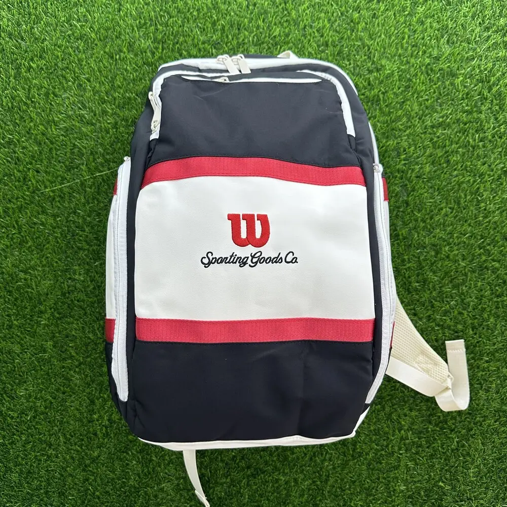 Wilson 2024 Tennis Bag New COURAGE Series Red, White, Black Backpack 9-Pack Tennis Racket Bag Accessories Bag for Men and Women