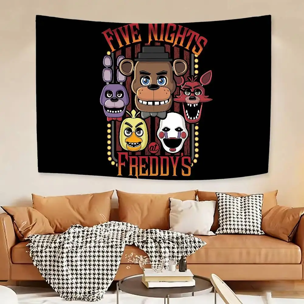 F-Five Game night at freddys Flags Wall Hanging Background Art Banner for Bedroom Home Outdoor Decor