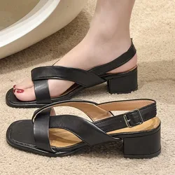 2024 New Summer Women Sandals Plus Size 43 Open Toed Solid Shoes Female Casual Fashion Beach Gladiator Party Sandals Zapatos