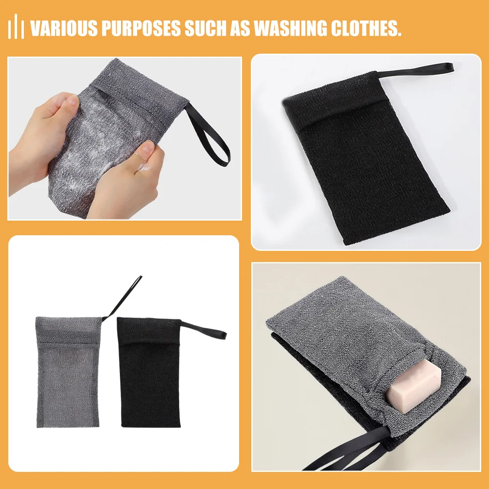 2 قطعة كيس الصابون التقشير كيس شبكي لشريط الصابون رغوة التوقف الغسيل النايلون رغوة الحقيبة دش الاستحمام التطهير أداة رمادي #2
