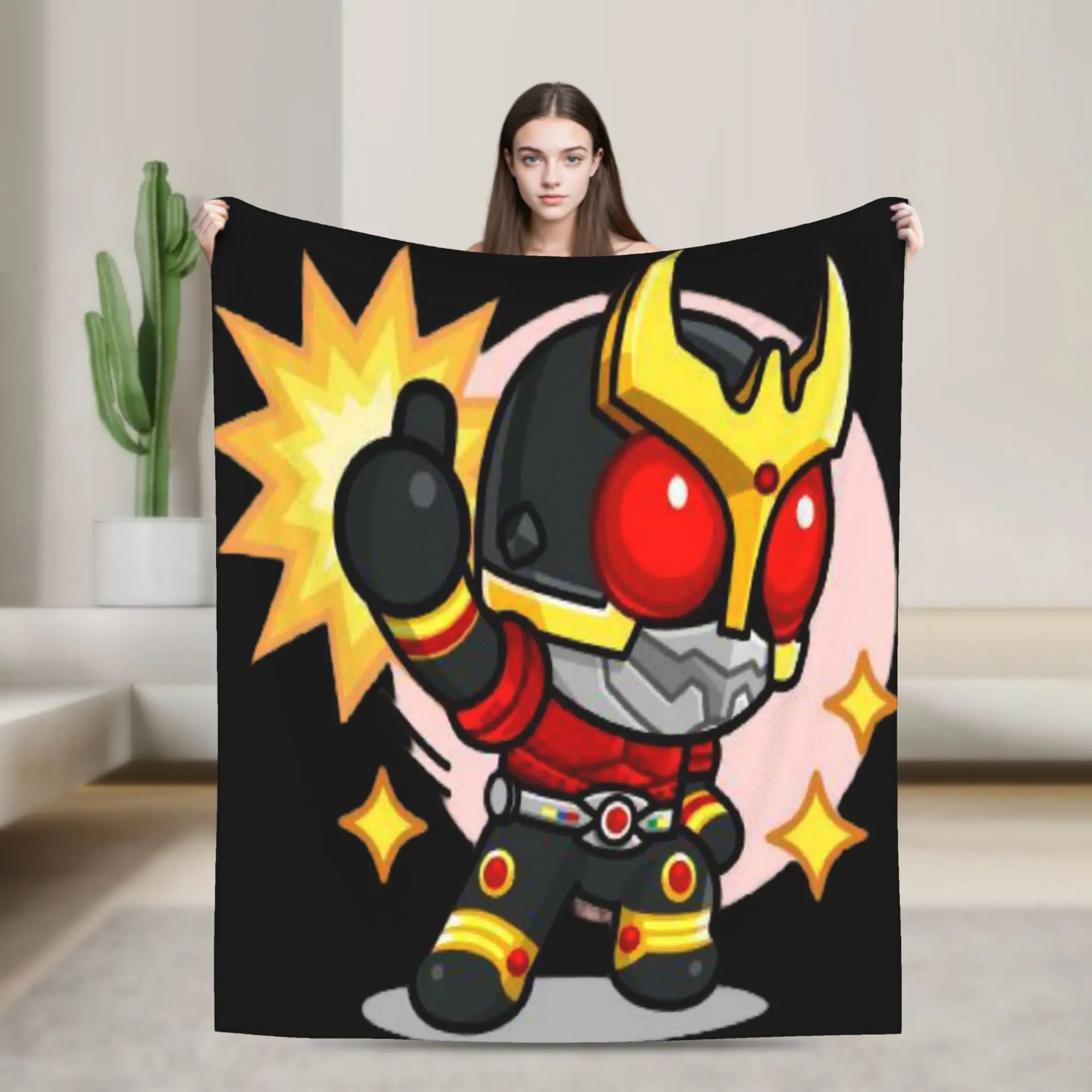Kamen Rider Cartoon Blanket  Super Warm Funny Plush Throw Blanket For Home Decor Travel Office Flannel Bedspread Bed Cover