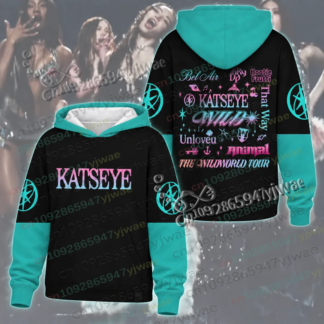 KATSEYE WILD Album Hoodie Kpop The Wildwordl Tour Gift for Fans Autumn Winter Fashion 3D Sweatshirt Adult/Kid Pullover Hooded