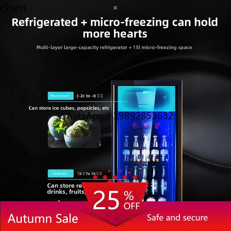 

Refrigerated Cabinet Ice Bar Household Small Office Fresh-keeping Refrigerator Beverages Wine Transparent Display Cabinet