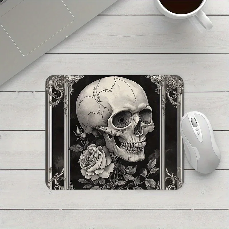 

Terrifying skull design desk mat is a high-quality rubber anti-slip PC mechanical keyboard mat suitable for office and gamers
