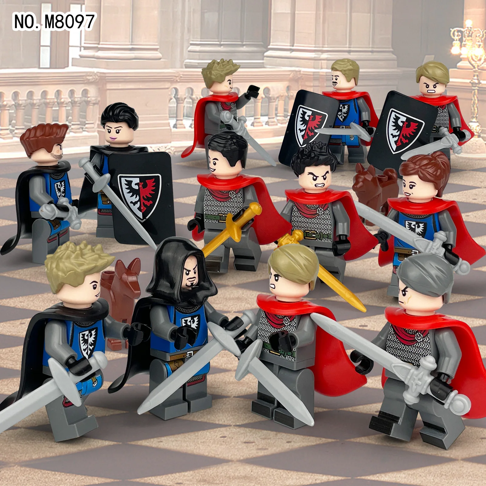 280 verschiedene mittelalterliche Ritter, römische Legion, Mini-Figuren-Bausteine, Lernspielzeug für Kinder, kleine Geschenke – Detail 40