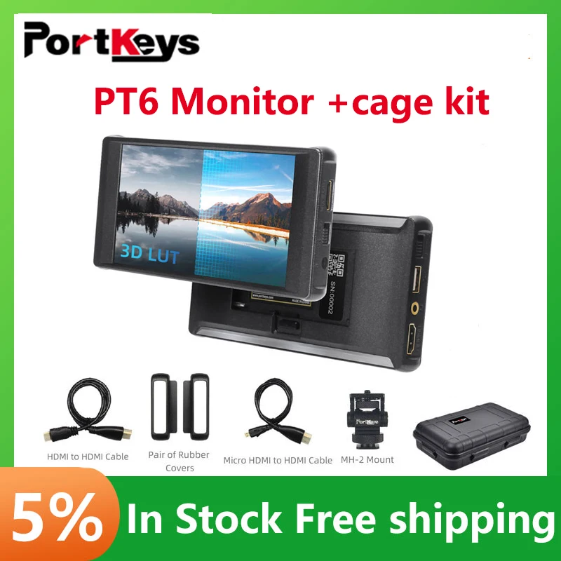 Portkeys PT6 Monitor 3D LUT 5.2 inch Stretchable video Camera Control Touch Screen For SLR Camera video live broadcast