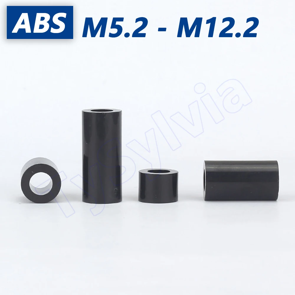 M5.2 to M12.2 ABS Isolation Column Insulation Post Straight Nylon Sleeve Round Hole Washer Plastic Pillar Spacer Black