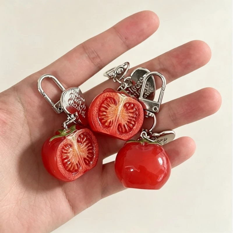 Red Tomato Keychain Resin Fruit Charm Cute Pendant for Phone Case/Bag Ideal Birthday Gift for Women And Girls