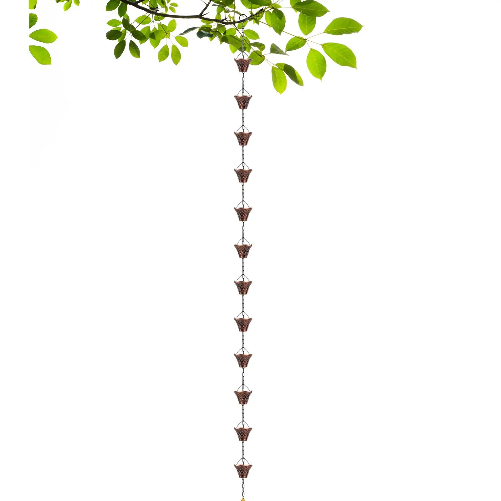 

Rain Chain 9FT Decorative Downspout Drain Extension 12 Cups Copper Rain Chain For House Garden Outdoor Gazebo Roof Canopy