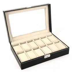 6/10/12/20 Slots Faux Leather Wrist Watch Storage Box Display Case Organizer