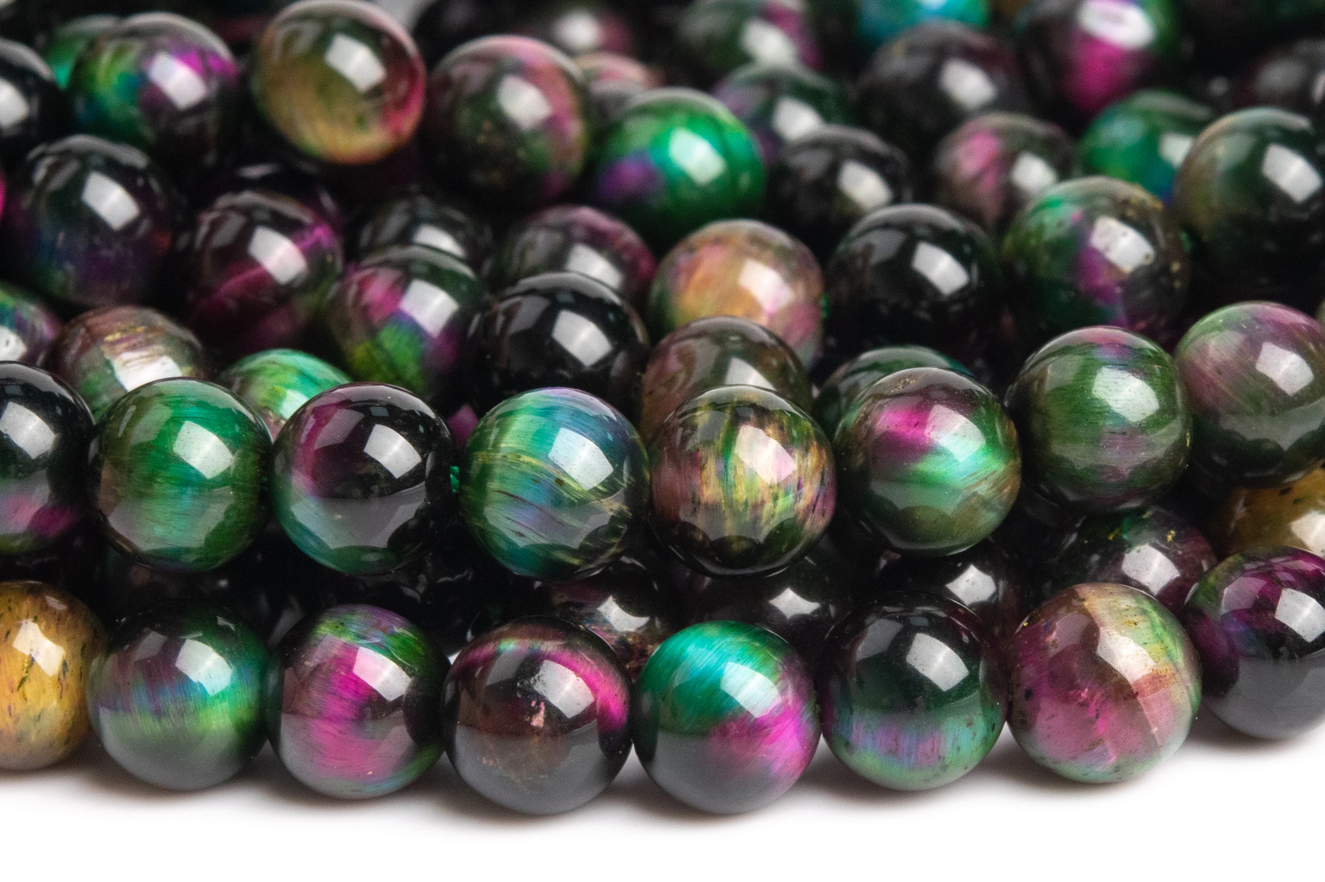 Natural Stone Green Purple Tiger Eye Beads  South Africa Loose Beads Round Shape Size Options 4/6/8/10/12mm for Jewelry Making