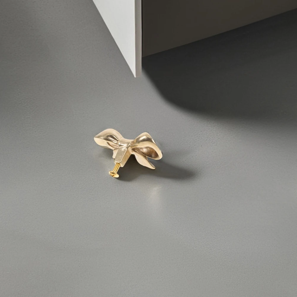 

Cabinet Knobs Brass Door Handle Bow Shaped Drawer Pulls Golden Shapes Decorative
