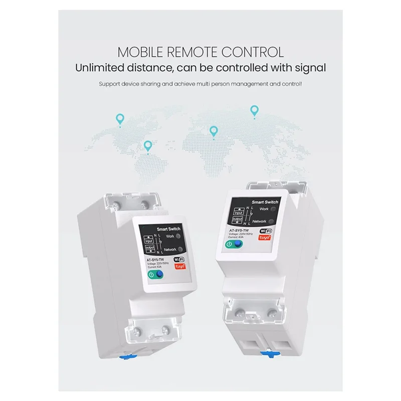 A52T Tuya Smart Circuit Breaker 2P 63A Remote Control Of Home Appliances For Smart Life APP CNMIBO