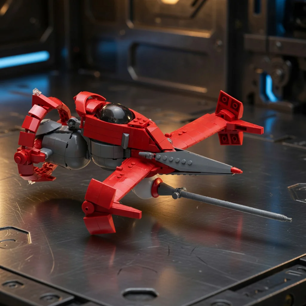 

MOC Red Spacecraft Fighter Building Blocks Interstellar Starship Assembly DIY Bricks Sci-Fi Model Desktop Ornament Gift