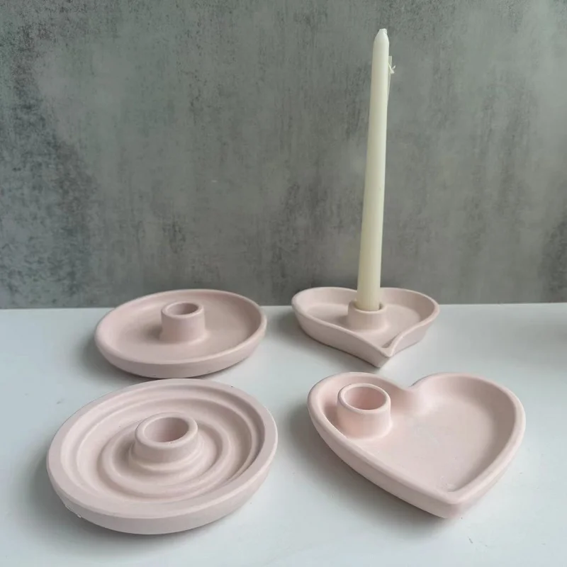 Three-Dimensional round Heart-Shaped Candle Holder Silicone Mold Aromatherapy Candlestick Plaster Epoxy Mold Valentine's Day Dec