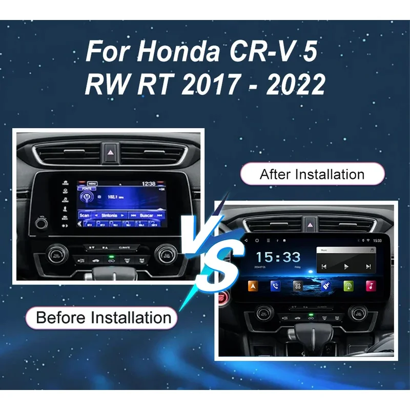 Android Stereo Radio For Honda CR-V 5 RW RT 2017 -2022 Auto High-Performance CPU Wireless Carplay Touch Screen Head Unit Car DVD