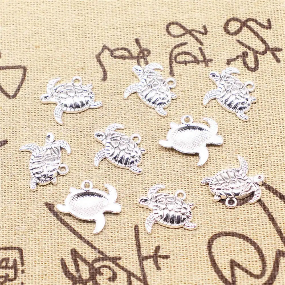 

Trendy Jewelry Accessori For Woman Charms Turtle Antique Silver Color Pendants 18x20mm 10pcs