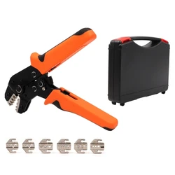 Crimping Tool Set Ratchet Cable Crimp Plier Tool Electrical Terminal Cable Crimper with 6 Heads for Quick Change