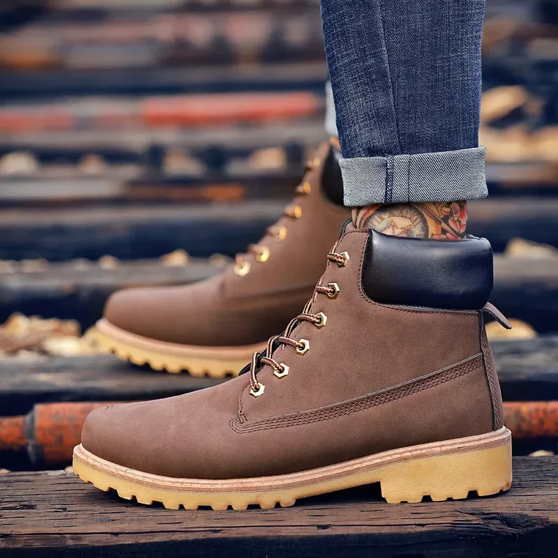 2024 botas para Hombre, nuevos zapatos De montar, botas altas informales De nieve para Hombre, botas occidentales De moda, zapatos De alta calidad, Zapatillas De Hombre