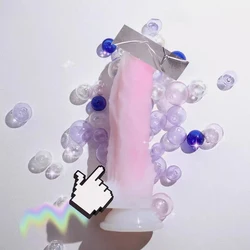 7.48 Inch Realistic Luminous Soft Dildo With Powerful Suction Cup Skin Feeling Double Layer Silicone Dildos For Women Adult Sex