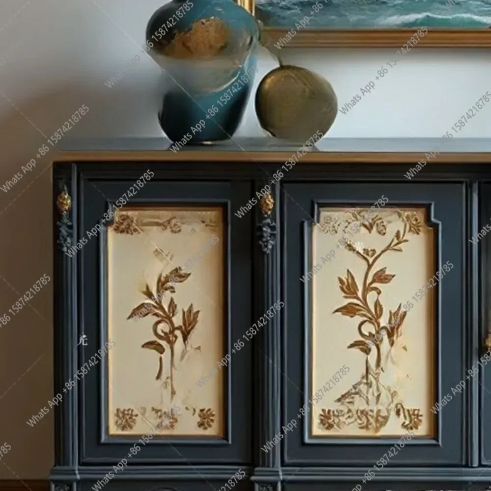 XX XS French Vintage Solid Wood Painted Entryway Cabinet, Living Room Decoration , Storage Cabinet, Display Cabinet, Storage