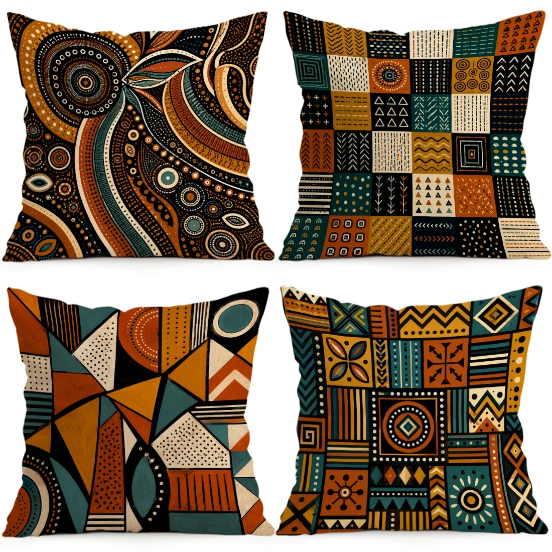 1/4pcs Ethnic Style Tribal Geometric S Cushions Pillowcase Polyester Cushion Cover Throw Pillow Pillowcover Home Car Sofa Decor