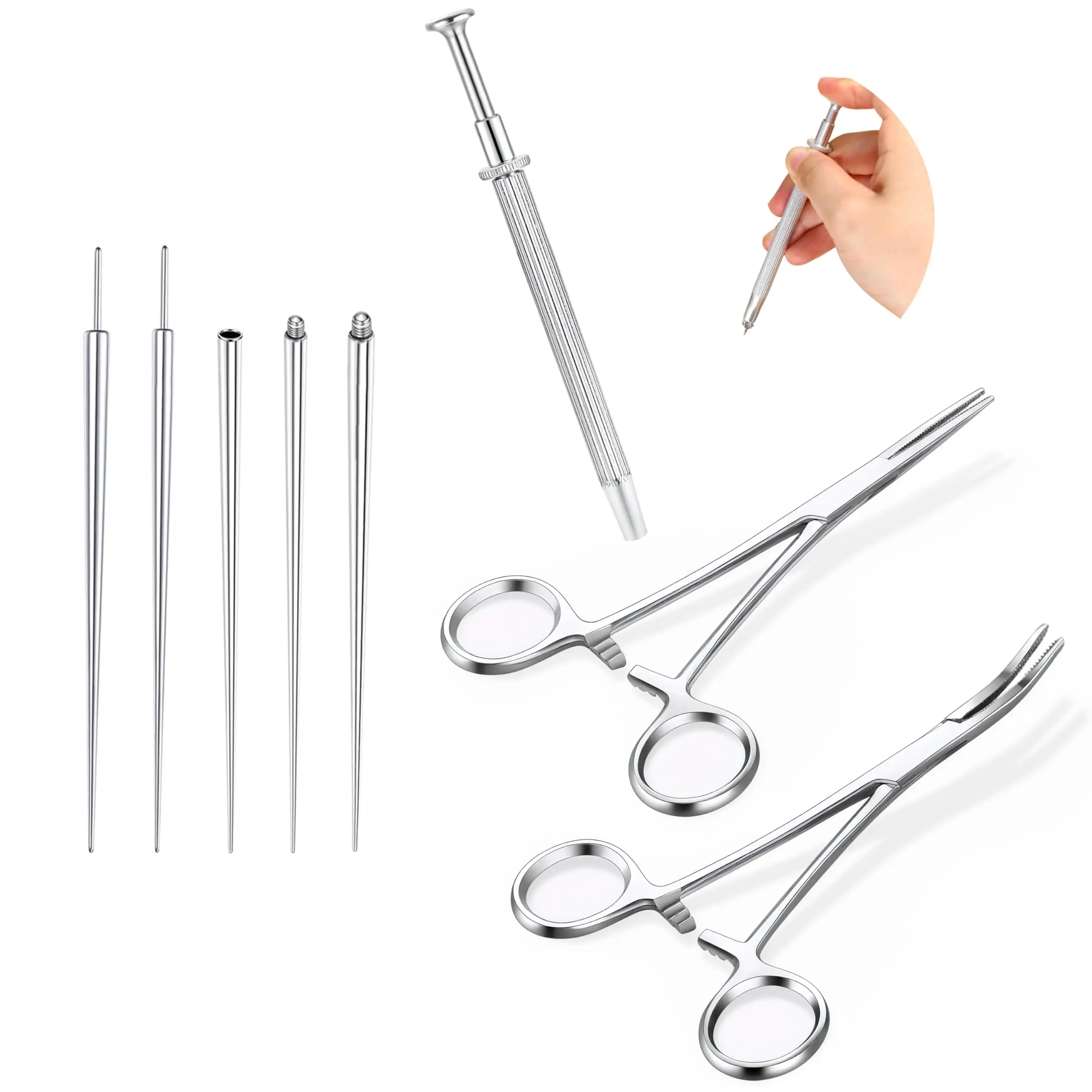 Piercing Taper Pliers Ball Grabber Tool for Changing Jewelry Curved and Straight Forceps Stainless Steel Flat Back Earrings Tool