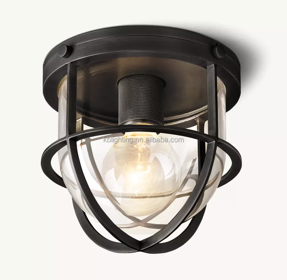 

Modern Simple Round Waterproof Ceiling Lamp Home Villa Corridor Terrace Patio Rustic Black Outdoor Flush Mount Ceiling Light