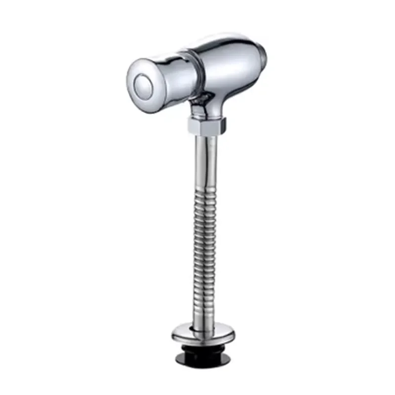 Chrome Plated Brass Urinal Flush Valve Water Saving Eco Friendly Single Flush 25-80 PSI Hand Pressed Delay Wall Mounted