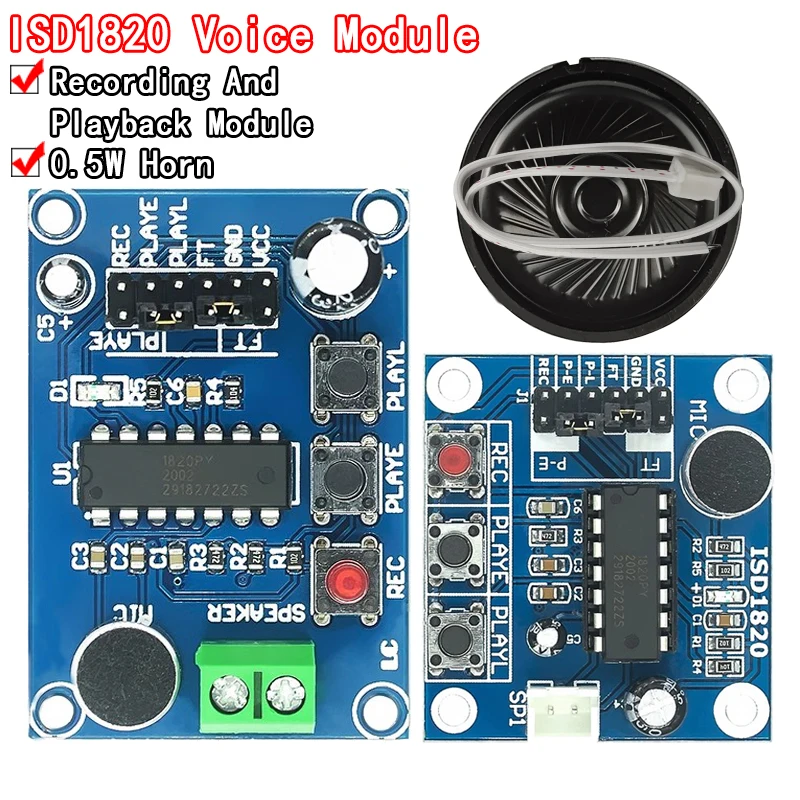 ISD1820 recording module voice module the voice board telediphone module board with Microphones + Loudspeaker