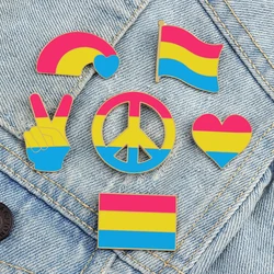 Pansexual Pride Flag Lapel Pins LGBTQ Omnisexuality Brooch Rainbow Hand Peace Love Enamel Pins Shirt Bag Badge Men Women Jewelry