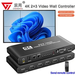 2x3 HDMI Video Wall Controller 4K HDMI Video Screen Wall Stitching Processor 2x3 1x2 1x4 1x3 2x1 3x1 4x1 6 TV Splicing Display