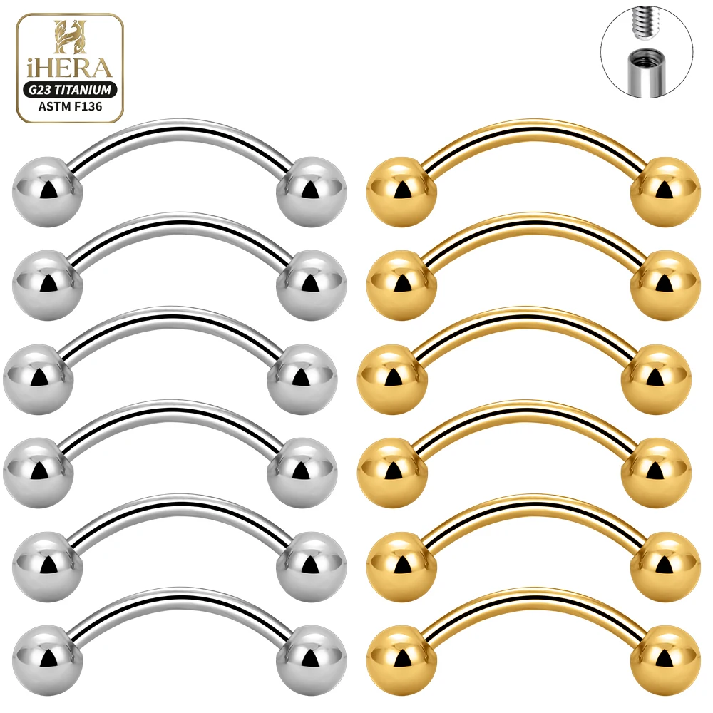 10PCS F136 Titanium Piercing Tiny Minimalist Internal Thread Curved Barbell Bulk Eyebrow Ring Rook Piercing Jewelry Septum Ring