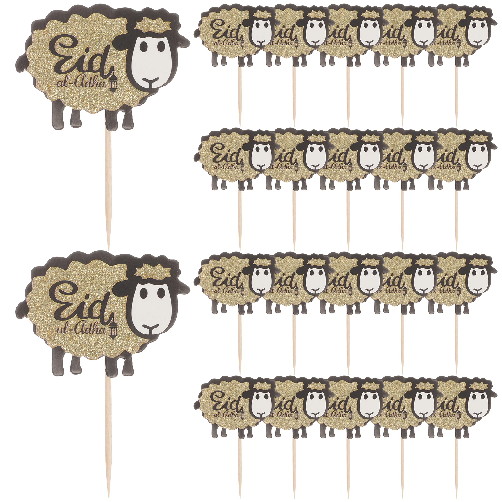 

24pcs Lamb Toothpick Flag Cake Decor Eid Topper Animal Sheep Party Cupcake Picks Bamboo Toppers CreativeInserted Cards Bright