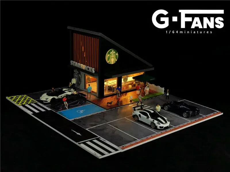 Imagem -06 - Gfans 1:64 Garagem Luzes Led Diorama Lawson Estrela Café