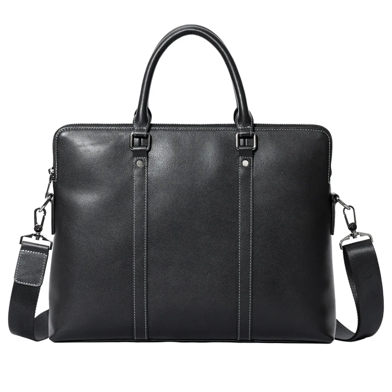 

New leather men's briefcase, leather business luxury laptop bag, casual single shoulder diagonal cross bag trend