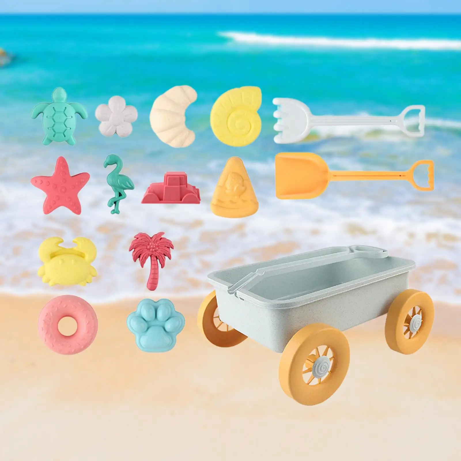 15Pcs Beach Toys Sand Set Sand Toys Includes Sand Models Turtle Petals Crab