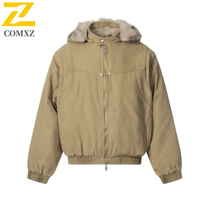

COMXZ Men Cotton Padded Jacket Solid Color Korean Warm Loose Travel Trip Winter Jacket Snow Hiking Glamorous Look Padding Coat