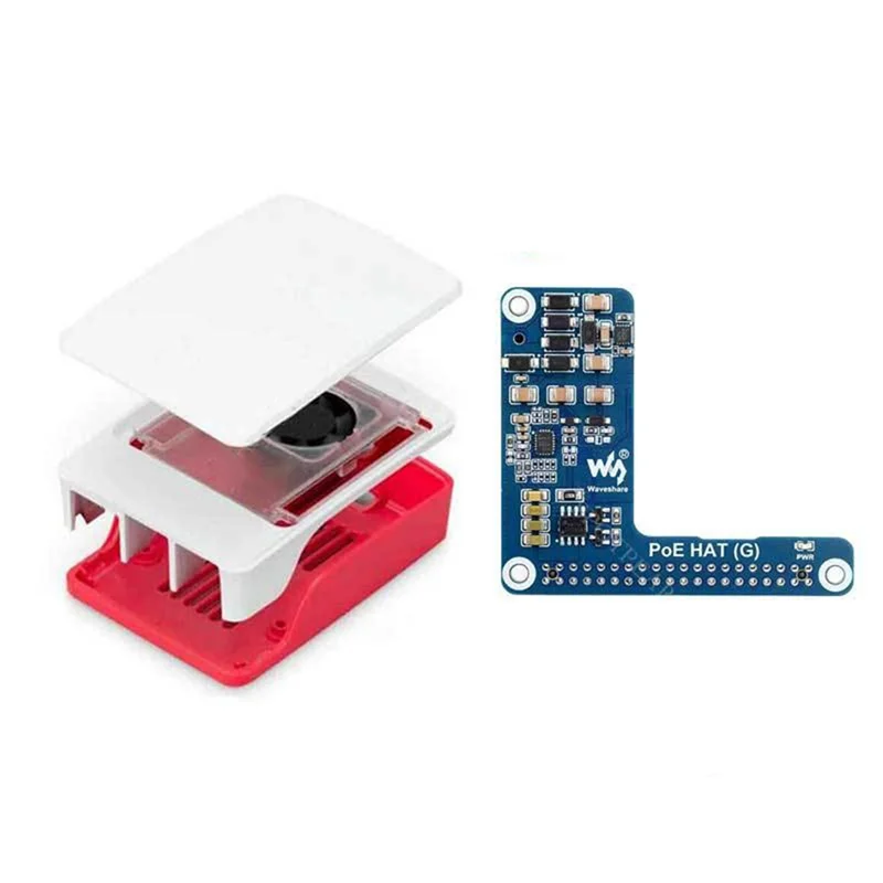 

AU61-Waveshare For Raspberry Pi 5 Poe Expanding Board Poe HAT With Cooler Case Support IEEE 802.3Af/At Network Standard