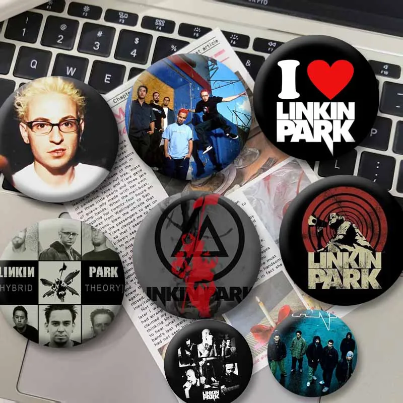 Rock Band L-Linkin P-Park Exquisite Lapel Pins Handmade Round Badge Funny Snap-in BroochClothes Hat Backpack Jewelry Accessories