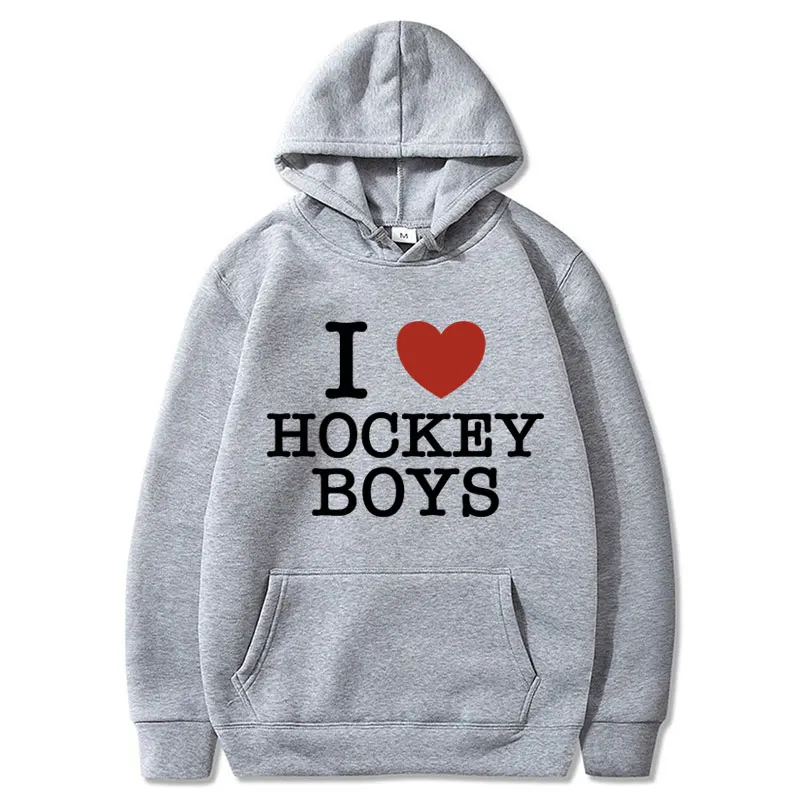 Sweat à capuche I Love Hockey Boys pour hommes et femmes, pulls chimressés, sweat à capuche décontracté Hip Hop Smile, streetwear graphique drôle