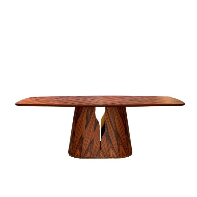 

Italian solid wood round dining table, creative light luxury household round table