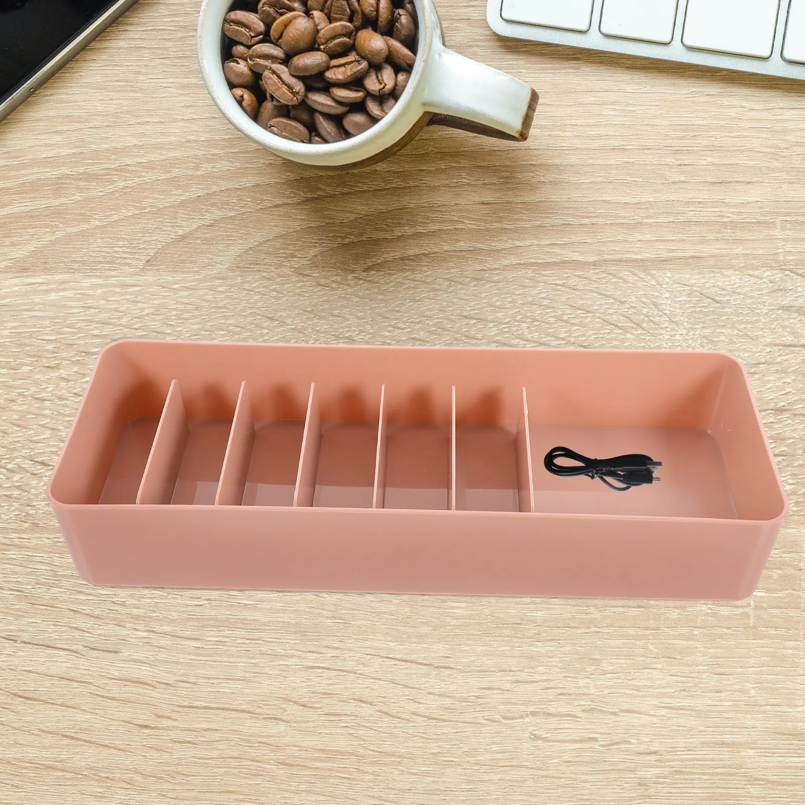 

Cable Storage Box with Lid Multi Functional Compartment Design Wire Organizer for Computer Desk Office Living Room Charger Cord
