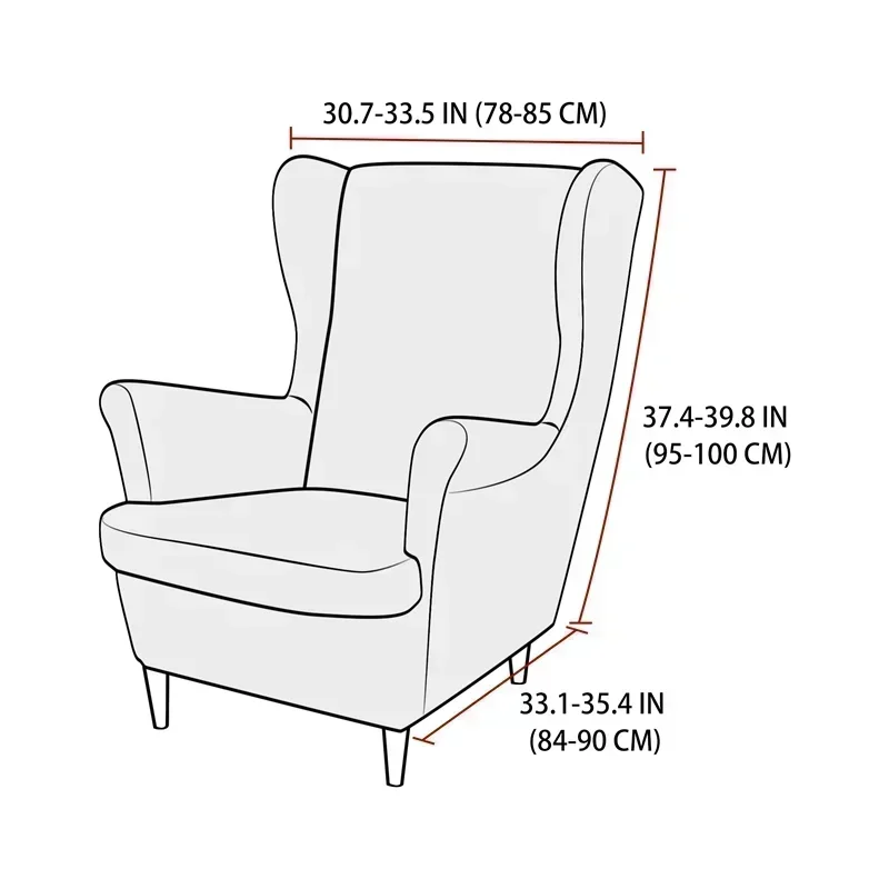 3pcs/set Polar Fleece Wing Chair Cover with Seat Cushion Cover High Back Armchair Covers Ottoman Cover Non Slip Sofa Slipcovers