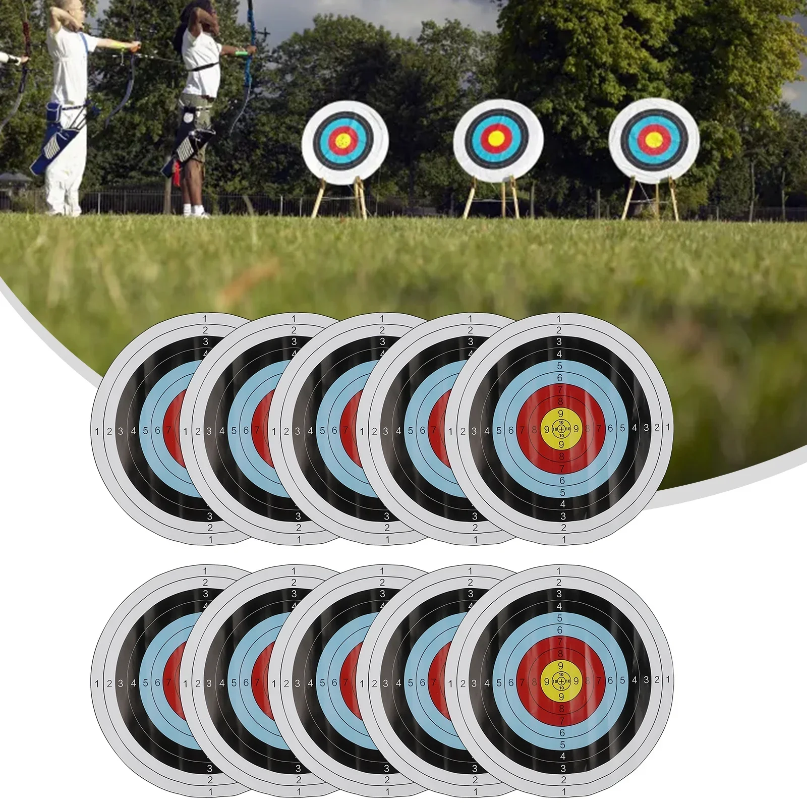 

10pc Archery Target Paper Face 40x40cm For Arrow Bow Practice Outdoor Sports Archery-Shooting Target Paper 9 Goals